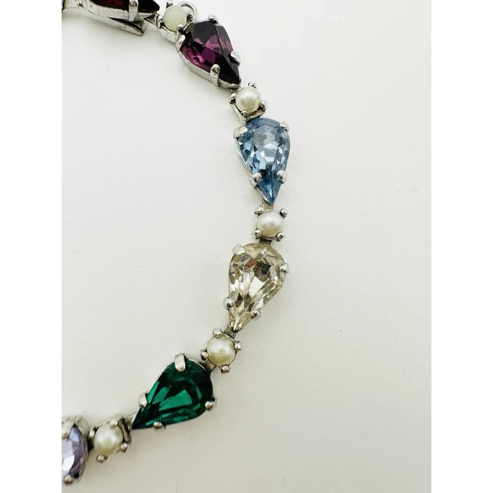 Vintage B David Rhinestone Bracelet 7” Read